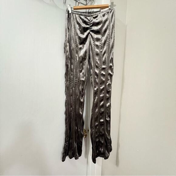 Zara Grey Velvet Flare Pants Size Medium - Picture 8 of 13